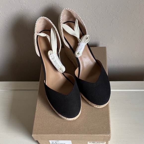 Reformation Camille Espadrille Black Wedge Platform Sandals for Women NWT Size10 - Picture 4 of 7